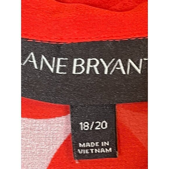 Lane Bryant Top Women 18 Red Sheer Circle Twee Festive Mature Classic Preppy 80s - Picture 2 of 15